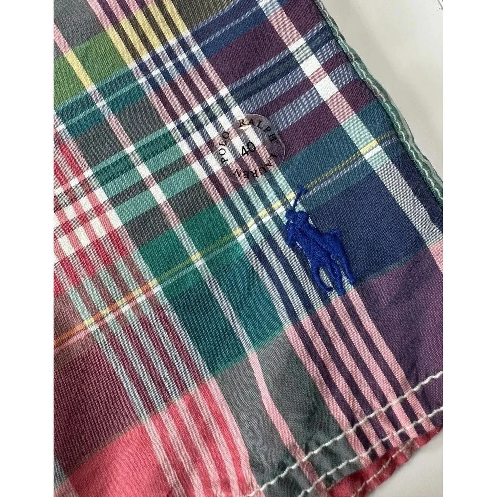 Polo Ralph Lauren Men's Swim Board‎ Shorts Swimwear Size 40 Plaid Hook & Fly